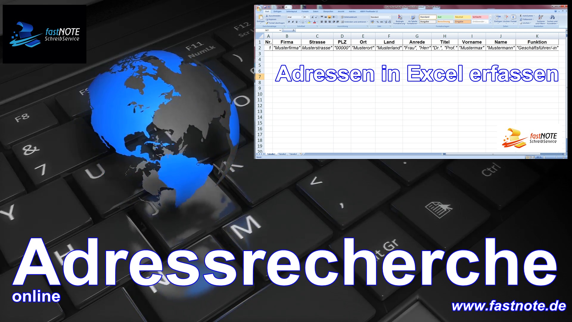 Adressrecherche Online Adresseingabe in Exel